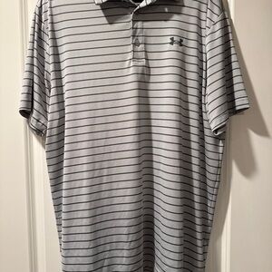 Under Armour Men's Polo Shirt in Gray and Black Stripes
